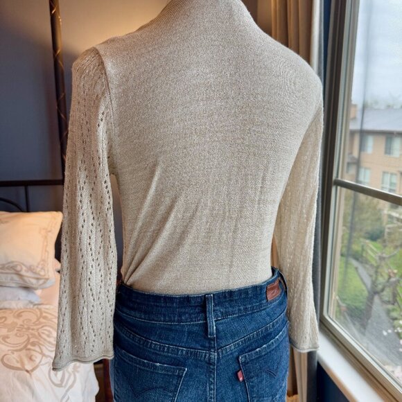 Gold Long Sleeved Knit Two Piece Illusion Sweater - Picture 5 of 13